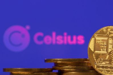 Celsius logo and representation of cryptocurrencies are seen in this illustration taken, July 7, 2022. 