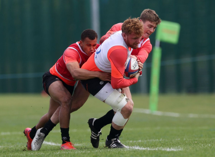 Rugby Union - England Training - King's House School Sports Ground, Chiswick, Britain - May 24, 2022 England's Ollie Chessum during training Action Images via Reuters/Paul Childs