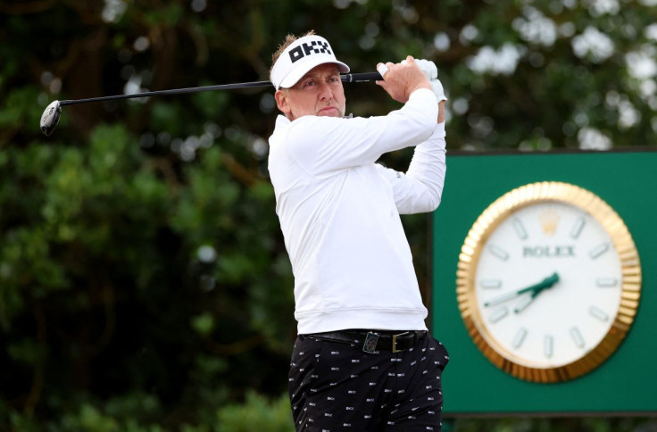 Golf - The 150th Open Championship - Old Course, St Andrews, Scotland, Britain - July 14, 2022 England's Ian Poulter tees off on the 3rd during the first round 