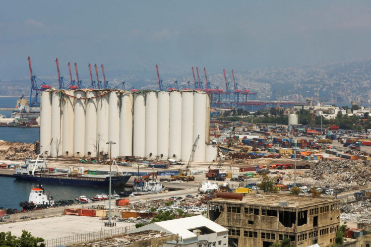 A general view shows the Beirut silos damaged in the August 2020 port blast, in Beirut, Lebanon May 17, 2022.