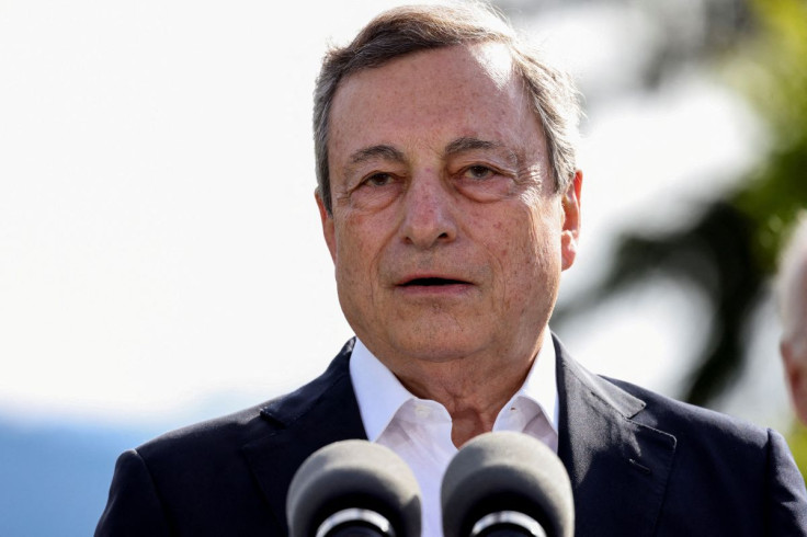 Italian Prime Minister Mario Draghi speaks during the first day of the G7 leaders' summit at Bavaria's Schloss Elmau castle, near Garmisch-Partenkirchen, Germany, June 26, 2022. 