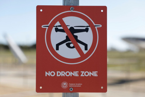 A Federal Aviation Administration (FAA) sign warns against the use of civilian drones outside Point Mugu Naval Air Station (NAS) near Oxnard, California, U.S., March 29, 2022. Picture taken March 29, 2022.  