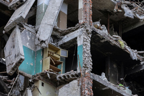 A view shows an apartment building damaged during Ukraine-Russia conflict in the town of Popasna in the Luhansk region, Ukraine July 14, 2022. 