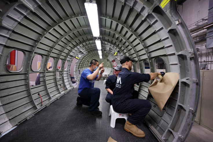 Students take their final exam on aircraft maintenance at Ecole nationale dâaerotechnique (ENA) in Montreal, Quebec, Canada June 9, 2022.
