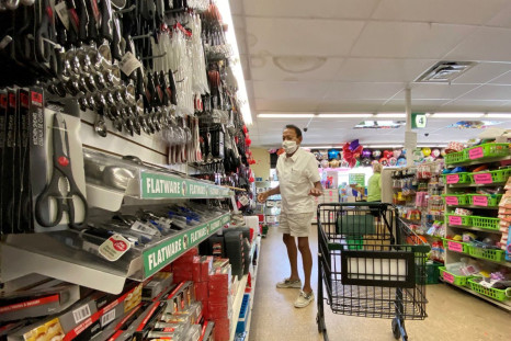 A shopper wearing a face mask is pictured at a Dollar Tree store in Pasadena, California, U.S., June 11, 2020. 