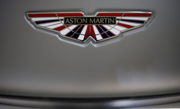 The Aston Martin logo is seen on a V12 Vantage car at the companyâs factory in Gaydon, Britain, March 16, 2022. 