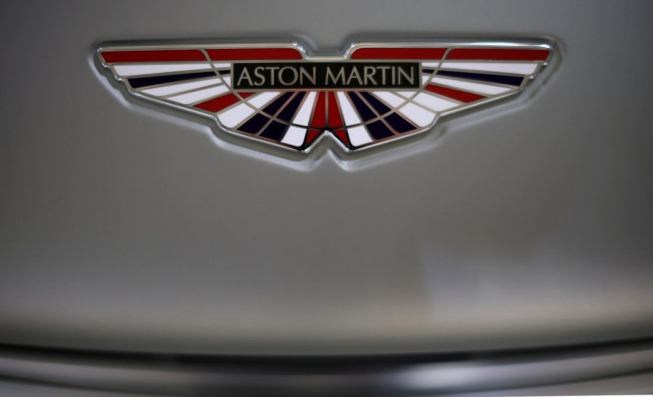 The Aston Martin logo is seen on a V12 Vantage car at the companyâs factory in Gaydon, Britain, March 16, 2022.