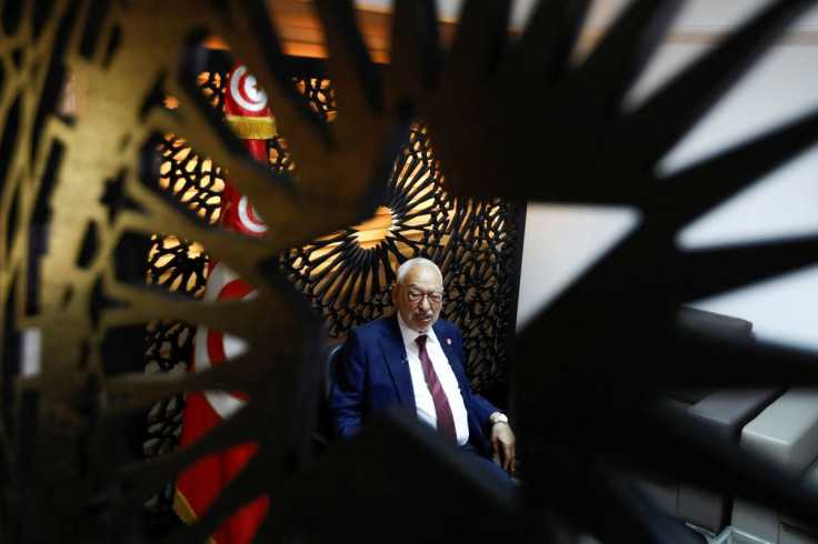 Rached Ghannouchi, the head of Islamist Ennahda party and former speaker of the parliament, during an interview with Reuters at his office in Tunis, Tunisia, July 15, 2022. 