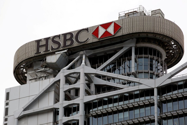A logo of HSBC is seen on its headquarters at the financial Central district in Hong Kong, China August 4, 2020. 