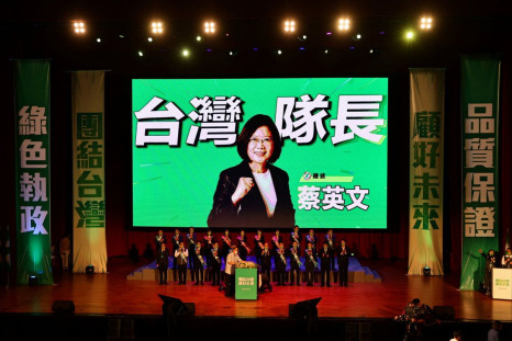 Taiwan's President Tsai Ing-wen, also known as 'Captain Taiwan', is seen on a big screen before being introduced on stage, during the ruling Democratic Progressive Party's annual congress in Taipei, Taiwan, July 17, 2022. 