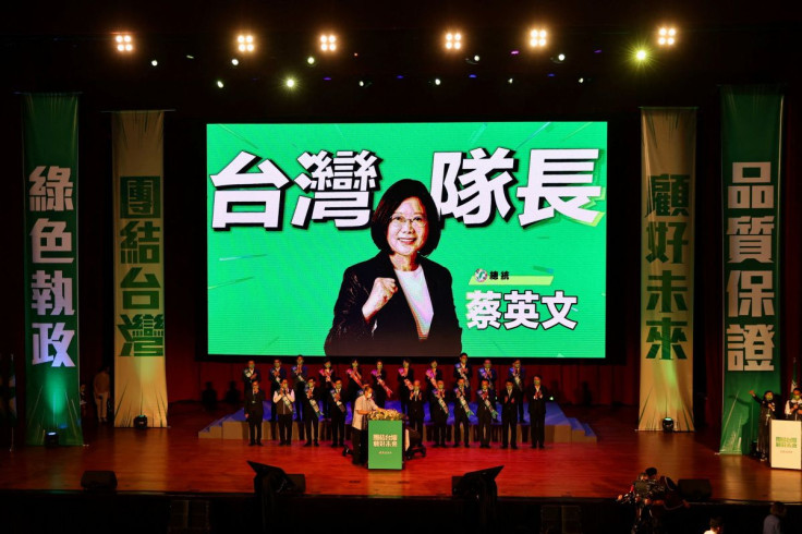 Taiwan's President Tsai Ing-wen, also known as 'Captain Taiwan', is seen on a big screen before being introduced on stage, during the ruling Democratic Progressive Party's annual congress in Taipei, Taiwan, July 17, 2022.