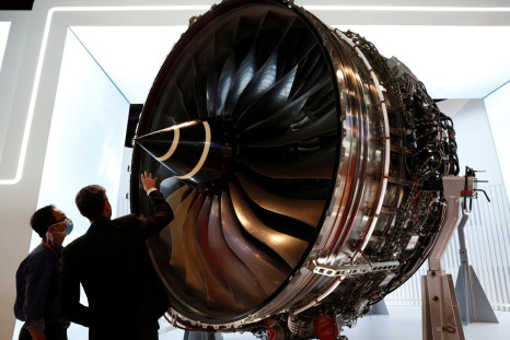 A man looks at Rolls Royce's Trent Engine displayed at the Singapore Airshow in Singapore February 11, 2020. 