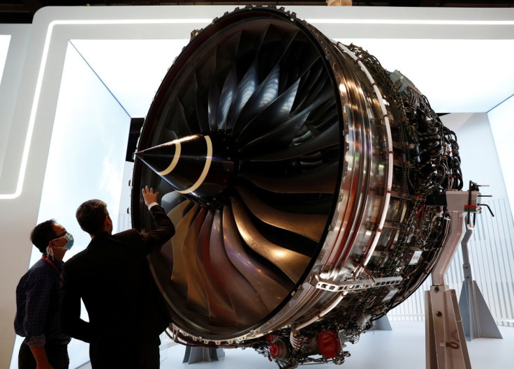 A man looks at Rolls Royce's Trent Engine displayed at the Singapore Airshow in Singapore February 11, 2020. 