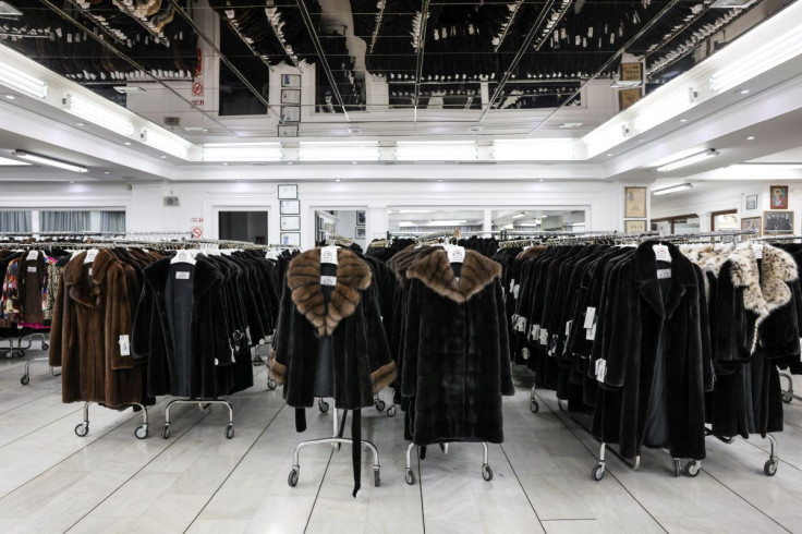 Fur coats are displayed in the showroom of Christos Papadopoulos, in Kastoria, Greece, July 6, 2022.
