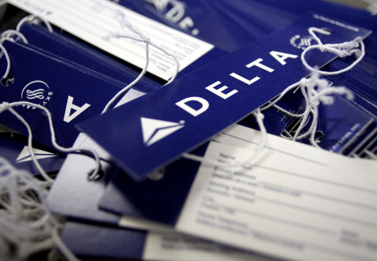 Delta airline name tags are seen at Delta terminal in JFK Airport in New York, July 30, 2008. 