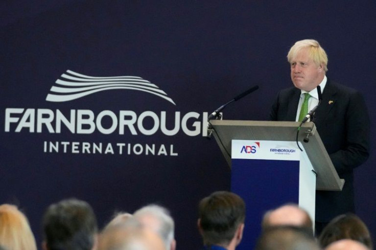 Britain's Prime Minister Boris Johnson spoke at the Farnborough Airshow