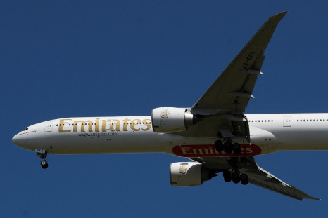 An Emirates passenger plane comes in to land at London Heathrow airport, Britain, May 21, 2020. 