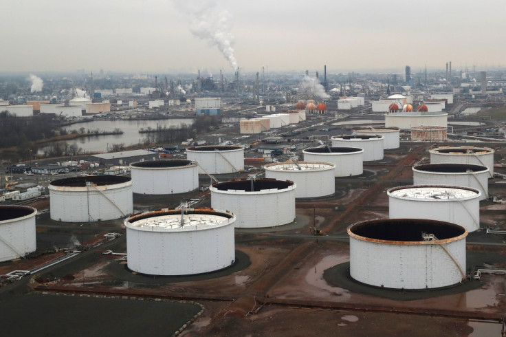 General view of oil tanks and the Bayway Refinery of Phillips 66 in Linden, New Jersey, U.S., March 30, 2020. 