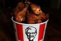 A Kentucky Fried Chicken (KFC) bucket of mixed fried and grilled chicken is seen in this picture illustration taken April 6, 2017.   