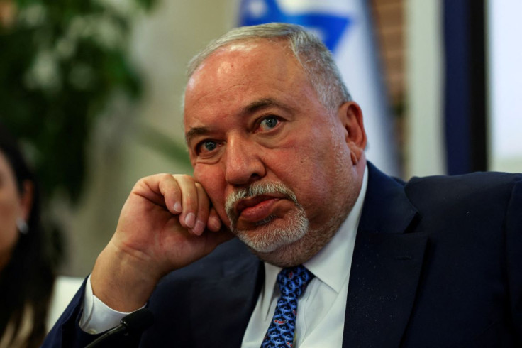 Israeli Finance Minister Avigdor Lieberman attends a press conference in the Finance ministry in Jerusalem June 12, 2022.