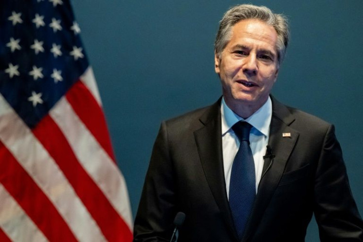 US Secretary of State Antony Blinken, seen here on July 18, 2022, spoke of mixed progress on human trafficking