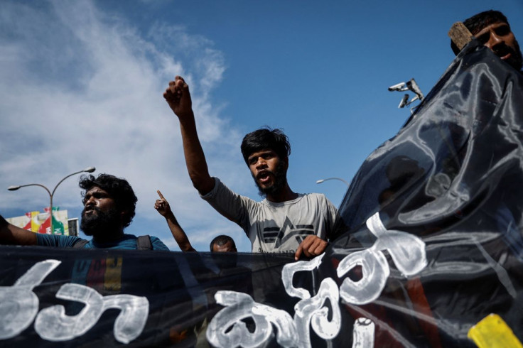 Protestors shout slogans during a protest demanding the resignation of Sri Lanka's acting President Ranil Wickremesinghe, in Colombo, Sri Lanka July 19, 2022. 