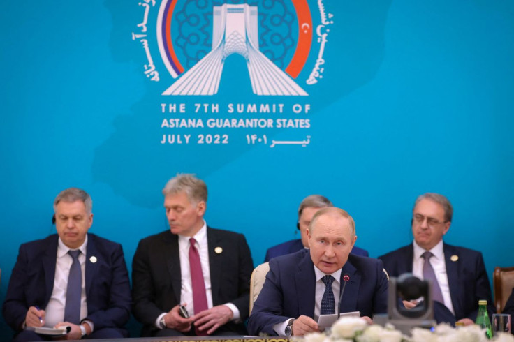 Russian President Vladimir Putin attends a summit of leaders from the guarantor states of the Astana process, designed to find a peace settlement in the Syrian conflict, in Tehran, Iran July 19, 2022. President Website/WANA (West Asia News Agency)/Handout