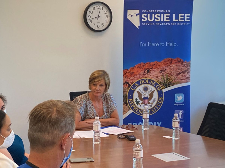 Democratic congresswoman Susie Lee listens to doctors at a roundtable in her Nevada House district, where abortion rights have become a central issue in her re-election campaign after the June 24 Supreme Court ruling that ended federal abortion rights, in