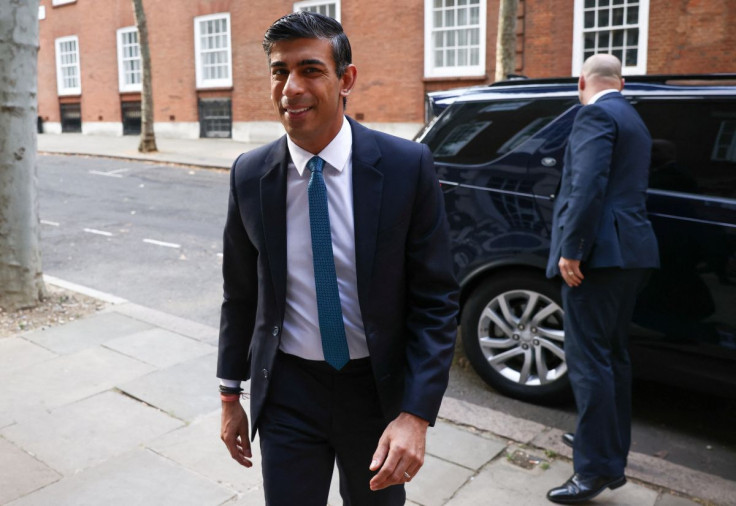 Conservative leadership candidate Rishi Sunak arrives at an office building in London, Britain, July 20, 2022.