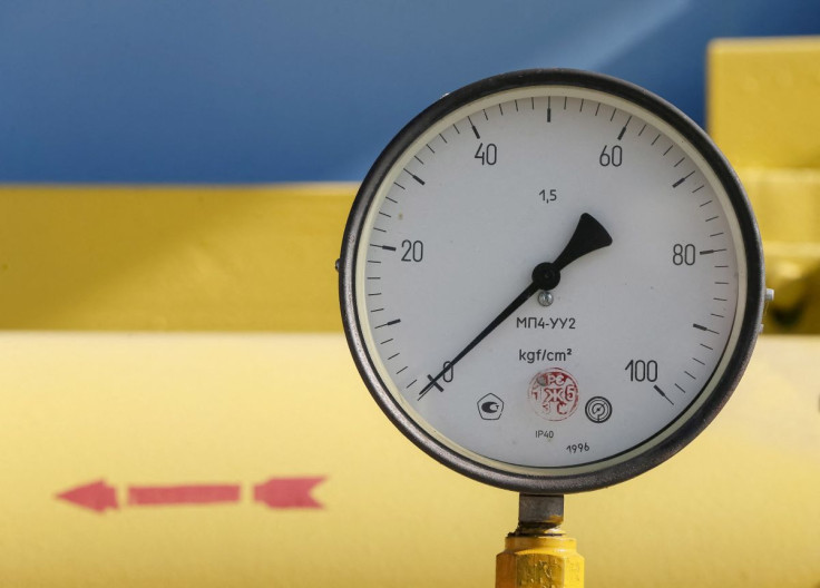 A pressure gauge is seen at a gas compressor station and underground gas storage facility in the village of Mryn, north of Kiev, Ukraine, October 15, 2015. 