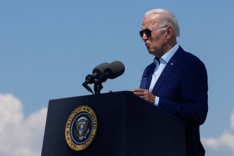U.S. President Joe Biden delivers remarks on climate change and renewable energy at the site of the former Brayton Point Power Station in Somerset, Massachusetts, U.S. July 20, 2022. 