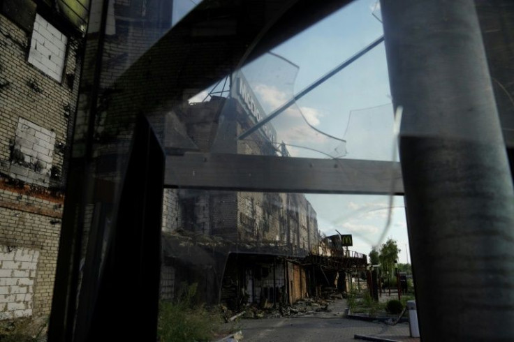 A view of the destroyed Fabrika shopping mall in the southern city of Kherson on July 20, 2022