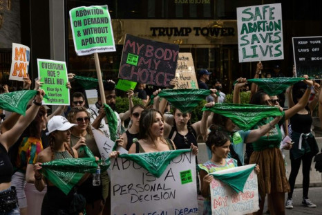 Activists protest in New York in June 2022 against the US Supreme Court ruling that rolled back nationwide abortion rights