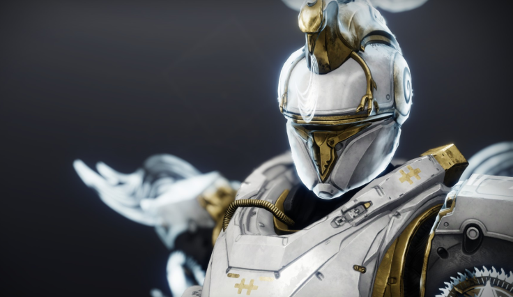 A glowing Titan helmet and gauntlets from the 2022 Solstice event in Destiny 2