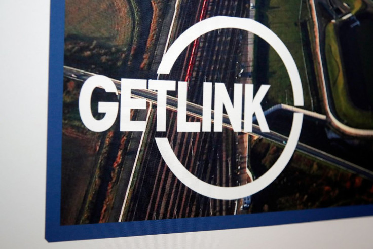 The logo of Channel tunnel operator Getlink, formerly known as Eurotunnel, is seen during the company's 2018 annual results presentation in Paris, France, February 21, 2019.