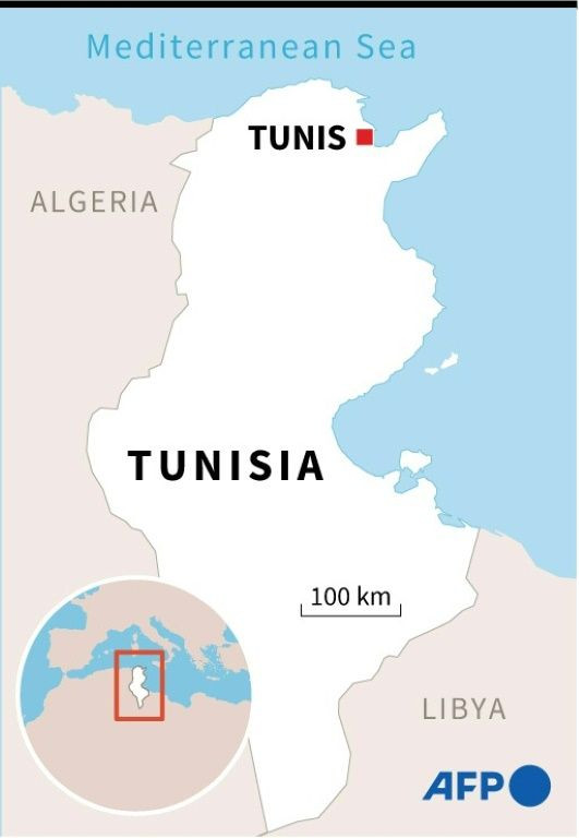 Map of Tunisia locating the capital Tunis