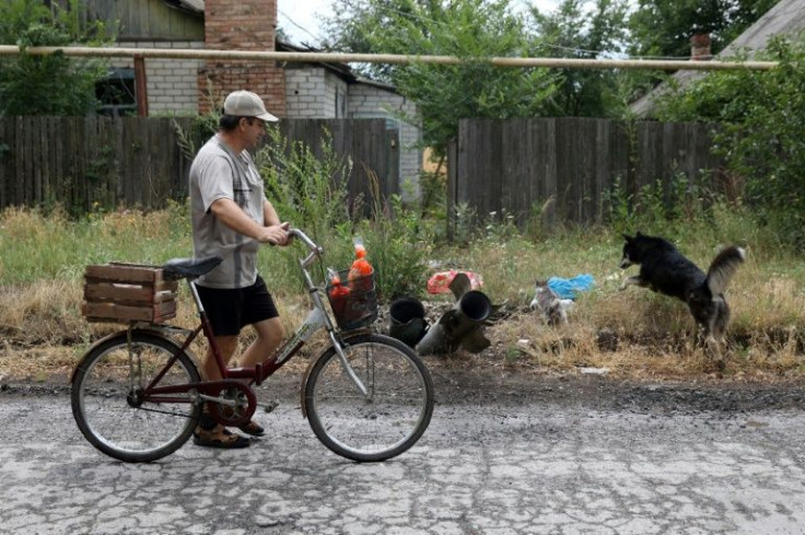 Siversk's streets are riddled with huge craters. Outside, stray cats and dogs play near the remains of rockets