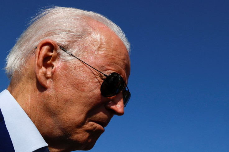 U.S. President Joe Biden speaks to the media as he arrives at Joint Base Andrews, Maryland, U.S. July 20, 2022. 