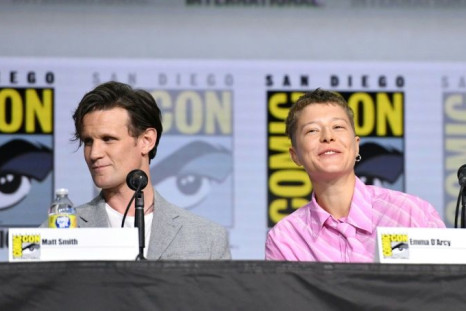 British actors Emma D'Arcy and Matt Smith -- who play  Princess Rhaenyra and Prince Daemon respectively in the new HBO show "House of the Dragon" -- speak at a panel during Comic-Con in San Diego, California, July 23, 2022