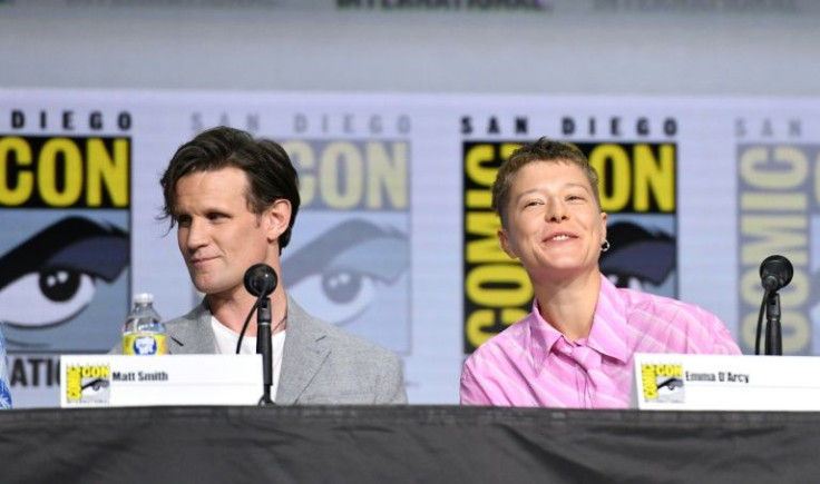 British actors Emma D'Arcy and Matt Smith -- who play  Princess Rhaenyra and Prince Daemon respectively in the new HBO show "House of the Dragon" -- speak at a panel during Comic-Con in San Diego, California, July 23, 2022