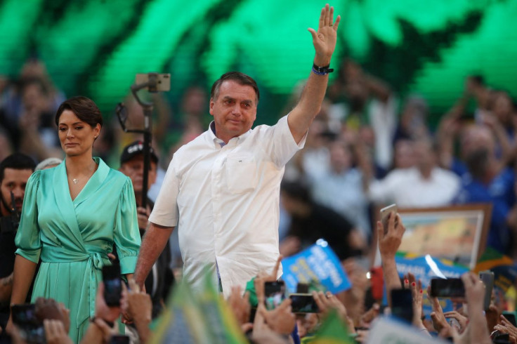 Brazil's President Jair Bolsonaro attends the launching ceremony along with his wife Michelle Bolsonaro to officially become a candidate for the presidential re-election, in Rio de Janeiro, Brazil July 24 2022.