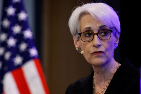U.S. Deputy Secretary of State Wendy Sherman speaks during a panel with the Friends of Europe in Brussels, Belgium, April 21, 2022. 