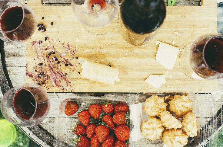 Food/Wine/Cheese/Strawberries