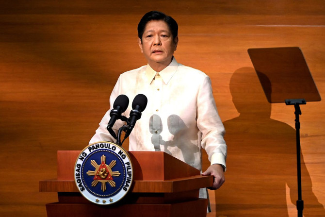 Philippine President Ferdinand Marcos Jr. delivers his first State of the Nation Address, in Quezon City, Metro Manila, Philippines, July 25, 2022. Jam Sta Rosa/Pool via REUTERS