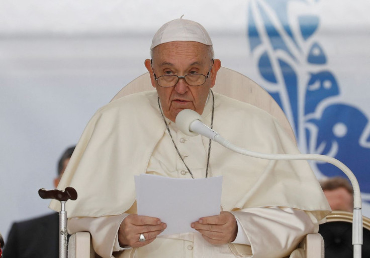 Pope Francis apologizes to indigenous people for the residential school system in Canada during his visit to Maskwacis, Alberta, Canada July 25, 2022.