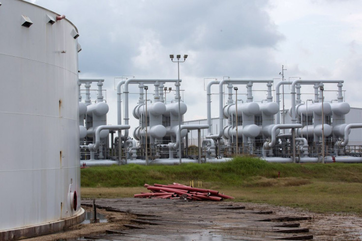 An oil storage tank and crude oil pipeline equipment is seen during a tour by the Department of Energy at the Strategic Petroleum Reserve in Freeport, Texas, U.S. June 9, 2016.  