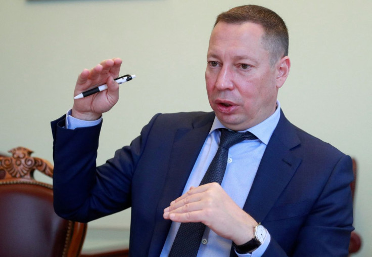 Kyrylo Shevchenko, Ukraine's Central Bank Governor, speaks during an interview with Reuters in Kyiv, Ukraine February 1, 2021.