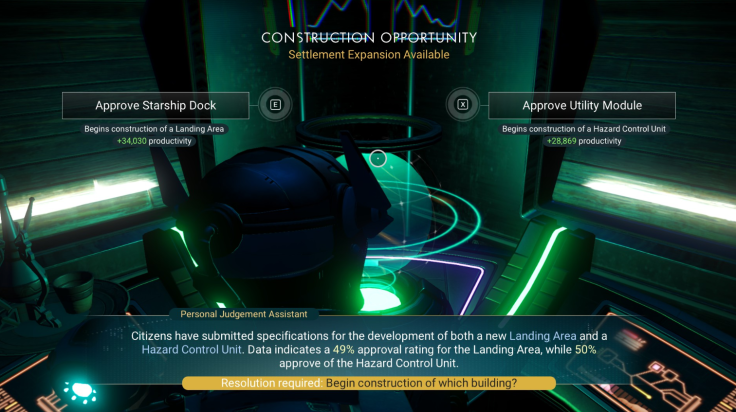 Settlement buildings can only be approved via the Overseer terminal - No Man's Sky