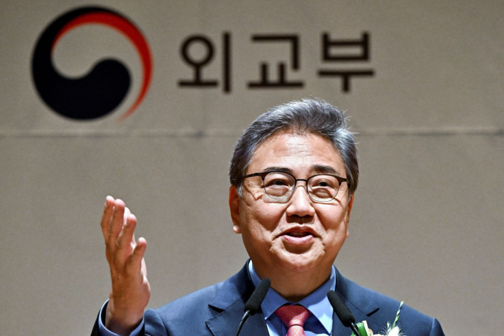 South Korea's new Foreign Minister Park Jin speaks during his inauguration ceremony in Seoul, South Korea May 12, 2022. Jung Yeon-je/Pool via 