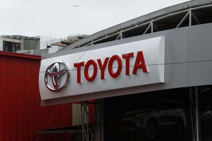 Toyota logo is seen at a Toyota Society Motors showroom in Karachi, Pakistan, July 27, 2022.